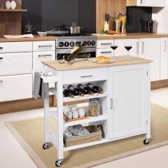 Costway Rollender Küchenwagen Mobile Kücheninsel mit Schublade 100 x 48 x 90 cm Weiß