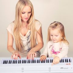 Costway Digitales Klavier mit 88 Tasten tragbares elektronisches Keyboard 127 x 21,5 x 6,5 cm Weiß + Schwarz