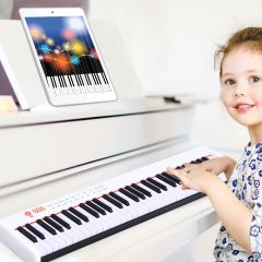 Costway 61-Tasten digitale Keyboard elektrisches Klavier mit Tragetasche 90 x 21 x 6 cm Weiß