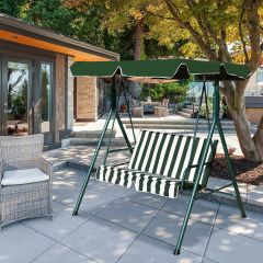 Hollywoodschaukel Gartenschaukel Schaukel Gartenliege Schaukelbank Gartenbank mit Sonnendach Grün + Weiß 