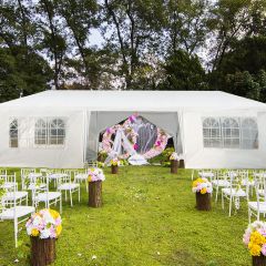 Costway Gartenpavillon 3x9m Partyzelt Gartenzelt UV-Schutz Zelt weiß