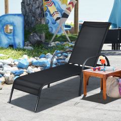 Costway Sonnenliege Liegestuhl Gartenliege mit 5 einstellbaren Rücklehnpositionen Schwarz