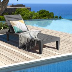 Costway Terrassenliege Outdoor-Liegestuhl mit verstellbarer Rückenlehne 190 x 57.5 x 29cm Schwarz