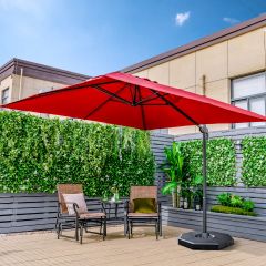 Costway Regenschirm mit 3 Neigungseinstellungen für Gärten Terrassen Cafés 300 x 300 x 273 cm Weinrot