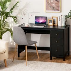 Costway Computertisch Schreibtisch mit Schubladen Mehrzweck PC Tisch Arbeitstisch 120 x 50 x 75 cm Schwarz
