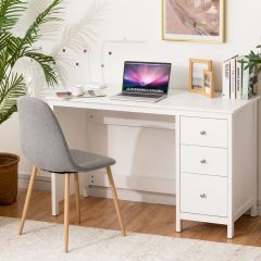 Costway Schubladen-Computertisch Schreibtisch für Zuhause und Büro mit Schubladen 120 x 50 x 75 cm Weiß