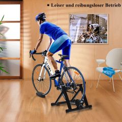 Rollentrainer klappbar Cycletrainer aus Stahl Fahrradtrainer Schnellspannhebel und Double-Locking-System Schwarz