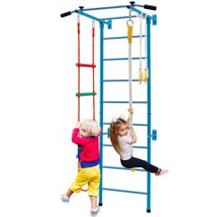 Costway Kinder Kletterwand Heimsportgerät für Kinder bis 100 kg  107 x 83 x 223 cm Blau