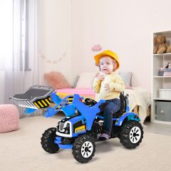Costway Elektrischer Kinder-Gabelstapler 12V batteriebetriebener Kinder-Bagger mit 2 Geschwindigkeiten Kinder-Auto Blau
