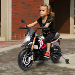 Kinder Motorrad mit Stützrädern Elektro-Motorrad mit LED-Lichter und Musik Kindermotorrad bis 25kg belastbar Rot