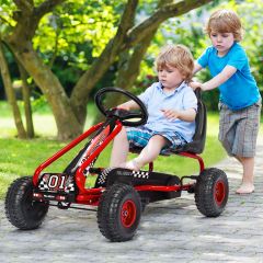 Gokart Go Cart mit Handbremse Tretauto 30kg Tretfahrzeug Pedalfahrzeug 3-6 Jahre Rot