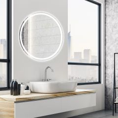 Costway Runder LED-Spiegel Badezimmerspiegel zur Wandmontage 3000 K-6000 K Ø 60 cm