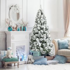 Costway 180 cm Verschneiter Weihnachtsbaum Tannenbaum aus PVC Kunstbaum mit Schneefall