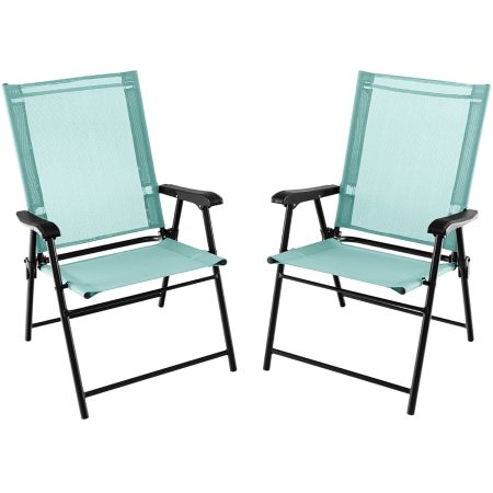 Strandstühle Set aus 2 Terrassen-Klappstühlen 65 x 60 x 93 cm Minzgrün