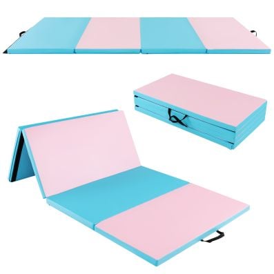 240 x 120 x 5 cm Weichbodenmatte Gymnastikmatte klappbar Yogamatte mit Klettverschluss und 2 Tragegriffe Blau + Rosa
