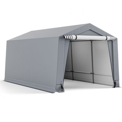 Garagenzelt 290 x 490 cm Groer Carport Zeltgarage mit Tren Autounterstand  fr SUV Boot Grau - Costway