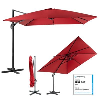 großer regenschirm mit gekreuzter basis