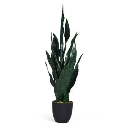 Künstliche Pflanze 90 cm Unechte Ø Bogenhanf & cm Blättern Sansevieria - 20 mit Stabilem Topf Costway 16 Topf