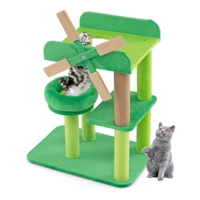 Kratzbaum Kaktus Katzenbaum mit Plattformen Hngematte Katzenhhle  Grn+Braun (81cm hoch) - Costway