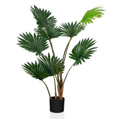 120 cm Hohe Fcherpalme Knstliche Tropische Palme mit Zementtopf & 8 Groe  Bltter - Costway