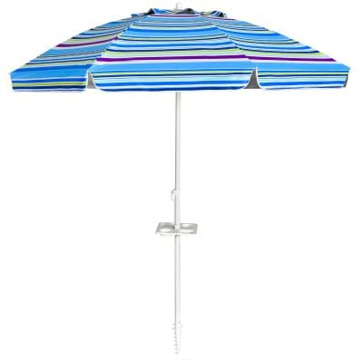 Costway 2,2 M Strandschirm UPF50 + Sonnenschutz Tragbarer Sonnenschirm Terrassenschirm Hellblau