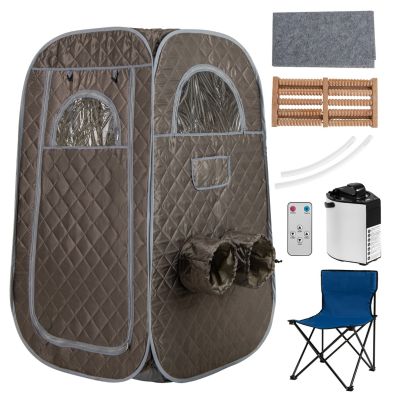 Tragbare Dampfsauna Heimsauna für 1-2 Personen mit 3 Liter Dampfgenerator 89 x 89 x 149 cm Schwarz/Kaffee/Grau