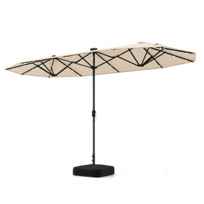 480 cm Doppelsonnenschirm Marktschirm mit Kurbel & UV Schutz Gartenschirm Braun