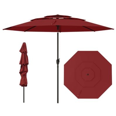 Sonnenschirm windfest stabil 300 cm Gartenschirm mit Kurbel beidseitig um 30° knickbar