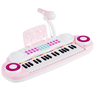 Keyboard mit Mikrofon für Kinder 37 Tasten Piano mit Aufnahme Liedern uvm Rosa 