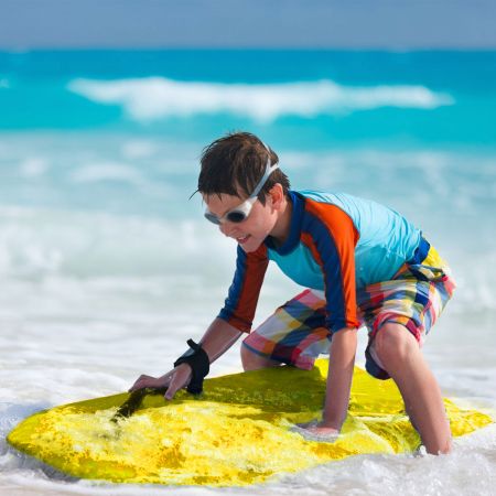Bodyboard leichtgewichtig Schwimmbrett mit EPS-Kern & XPE Oberfläche für Kinder & Erwachsene 106cm Gelb