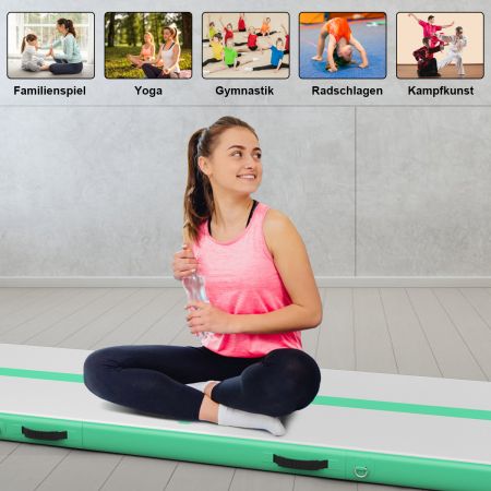 300 cm Air Track Gymnastikmatte Elektropumpe Turnmatte aufblasbar Tumbling Matte Grün