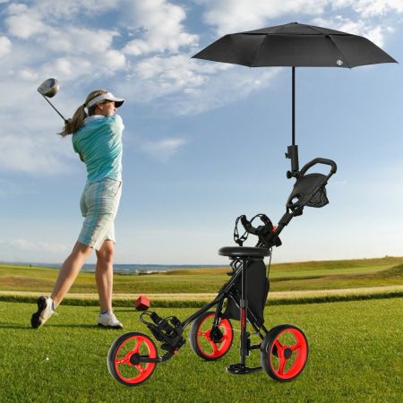 Costway 3-rädriges Golfkart verstellbares leichtes Golfkart 129,5 x 75 x 101,5-119,5 cm Rot + Schwarz