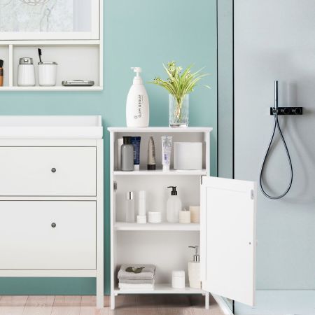 Badezimmer-Schrank Multifunktionales Freistehendes Regal mit Tür 40 X 30 X 70 cm Weiß