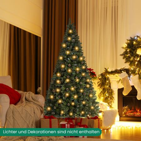 Costway 180 cm Langer Künstlicher Weihnachtsbaum Verschneiter Festtagsbaum mit 1000 Zweigspitzen