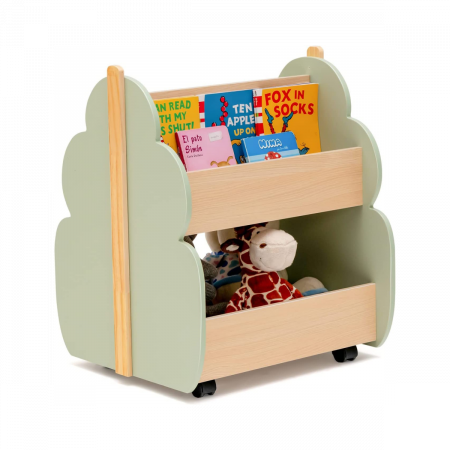 Costway Bücherregal Kinder-Bücherregal aus Holz mit Universalrädern 52 x 46 x 62,5 cm Grün