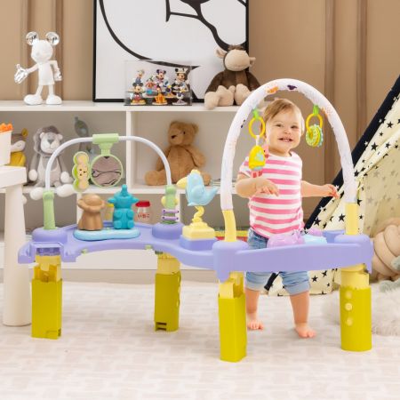 Costway 3-in-1 Baby Aktivitätszentrum mit Aktivitätstisch & Spielmatte ideal für 0-24 Monate Rosa