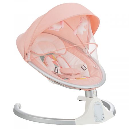 Costway Babyschaukel 5-Fach Einstellbar Tragbare Babywippe mit Fernbedienung 76 x 64 x 71 cm Rosa