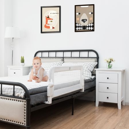 Costway Bettgitter Sicherheitsgitter für Kleinkinder mit weichem Schaumstoff 105 x 40 x 42 cm Weiß