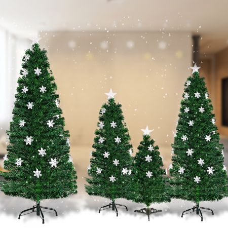 Christbaum LED 90/120/150/180 cm Künstlicher Weihnachtsbaum mit Glasfaser-Farbwechsler Grün
