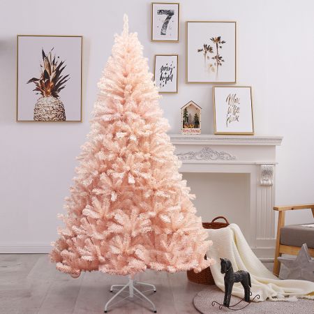 Costway 180 cm Weihnachtsbaum Tannenbaum mit Metallständer Kunstbaum Weihnachten Rosa