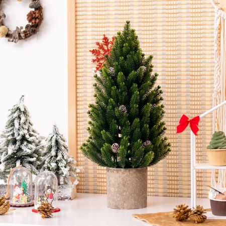 Costway 47 cm hoher realistischer Mini-Weihnachtsbaum  Künstlicher Tisch-Weihnachtsbaum Grün