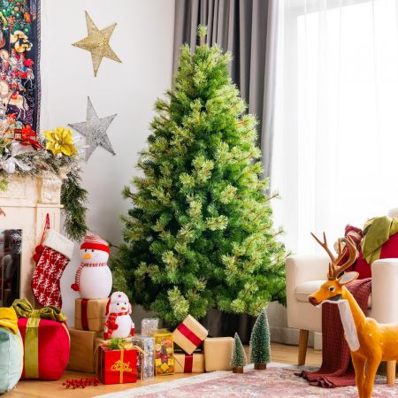 Costway 180 cm künstlicher Weihnachtsbaum luxuriöser klappbarer Weihnachtsbaum aus 100% neues PVC Grün