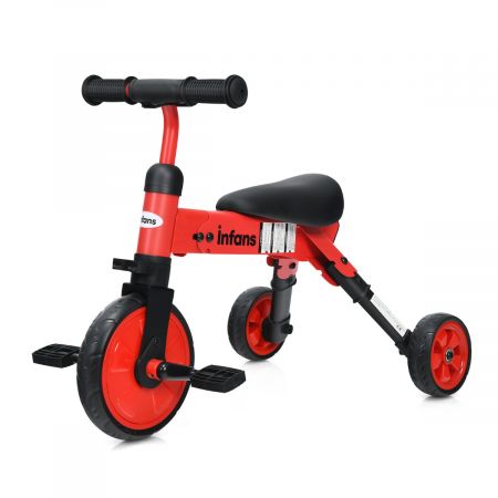 Costway Kinder 2 in 1 klappbarer Dreirad & Balance Bike mit abnehmbarem Pedal Rot