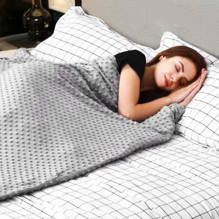 Costway Bettdeckenbezug für Beschwerte Decke Deckenbezug Ultra-weicher Punktbezug Grau