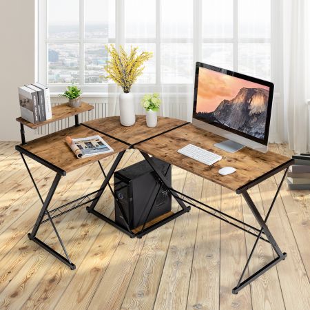 Eckschreibtisch L-Förmiger Computertisch aus Holz 147 x 112 x 79 cm Braun