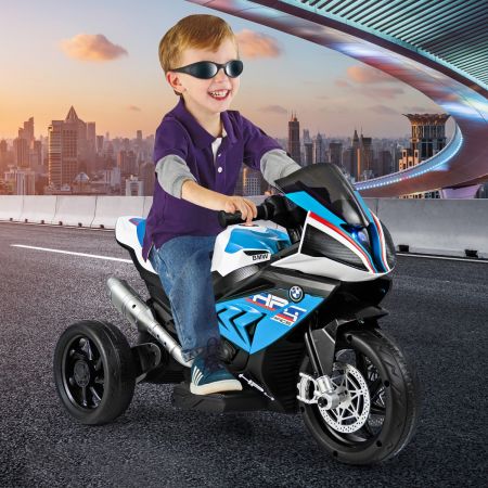 Costway 3-Rad-Motorrad Aufladbares Kinderfahrzeu Elektro Motorrad mit Musik 82,5 x 42 x 54 cm Blau