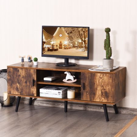 Costway Fernsehtisch Holz Fernsehschrank mit 5 Kiefer-Beinen TV Konsole 120 x 40 x 50,5 cm Braun