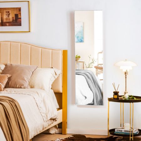 Costway 37 x 120 cm Ganzkörperspiegel mit Höhenverstellbaren Hängehaken Wandspiegel Silber
