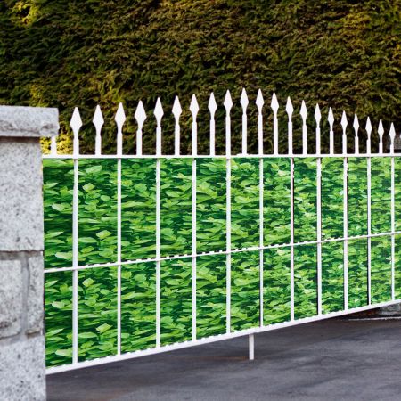Sichtschutzfolie Zaunblende PVC Zaunblende mit 20 Befestigungsclips Abdeckung Sichtschutz 35 m x 19 cm Buchsbaum