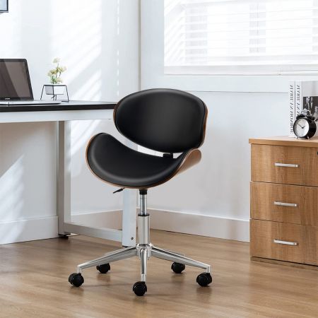 Costway Home Office Schreibtischstuhl mit Gebogenem Drehsitz und Verstellbarer Höhe Schwarz